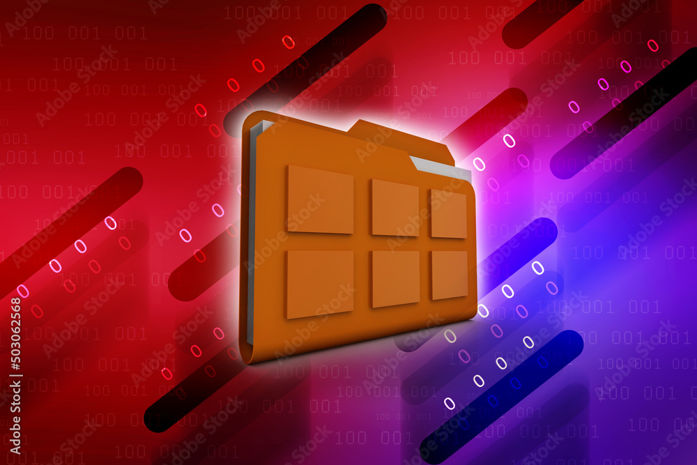 Poster 3d rendering folder with documents