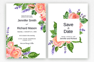 Floral wedding template, Save the date
