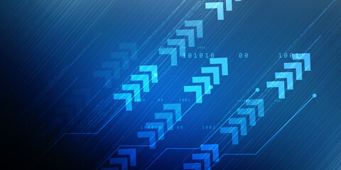 2d illustration abstract digital binary data on computer screen