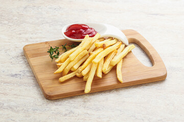 French fried potato over board