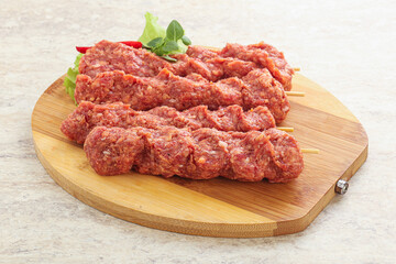 Raw beef kebab minced meat