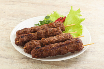 Beef kebab skewer minced meat