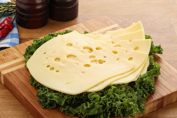 Sliced maasdam cheese for breakfast