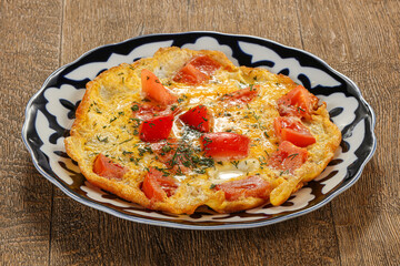 Health breakfast - Omelet with tomato