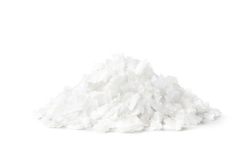 Pile of Pure natural sea salt isolated on white background.