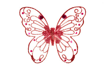 butterfly plastic with sparkle on white background