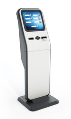 Ticketing kiosk isolated on white background. 3D illustration