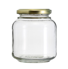Glass bottle jam jar (with clipping path) isolated on white background