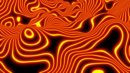 Abstract neon glowing background, 3D orange lines  on black - virtual reality concept - obrazy, fototapety, plakaty