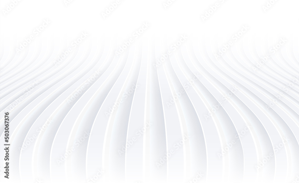 Aufkleber abstract white background with 3d lines pattern, minimal white gray striped background