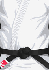 Brazilian Jiu-Jitsu white Gi poster background . Bjj kimono invitation poster. Black belt. Jiu-Jitsu classes. Grappling classes.	
