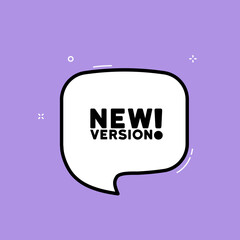 Speech bubble with new version text. Boom retro comic style. Pop art style. Vector line icon for Business and Advertising