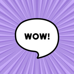 Speech bubble with wow text. Boom retro comic style. Pop art style. Vector line icon for Business and Advertising