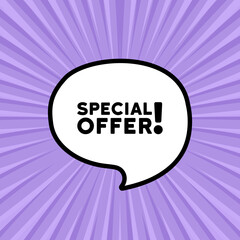 Speech bubble with special offer text. Boom retro comic style. Pop art style. Vector line icon for Business and Advertising