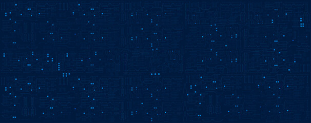 Blue circuit electronic, electrical line or circuit board and circular circle engineering technology concept vector background