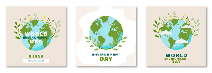 World Environment Day set. Vector illustration. EPS 10