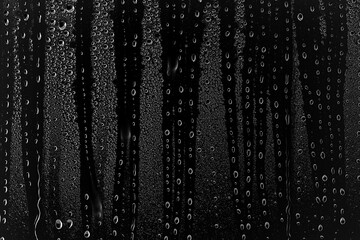 Fototapeta na wymiar background water drops on black glass, full photo size, overlay layer design
