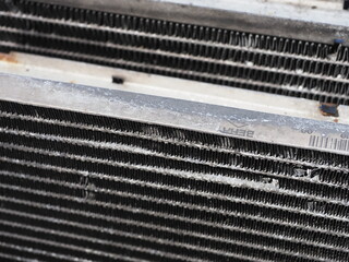 Aluminum texture of a car radiator close-up