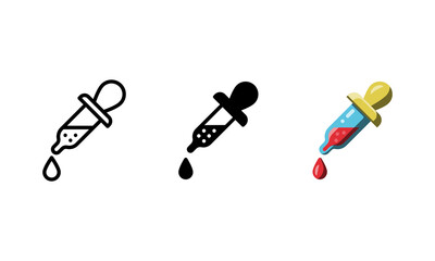 Color picker icon. With outline, glyph and flat styles