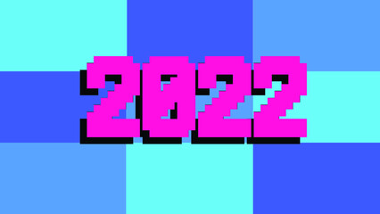 new year 2022 text with pixel style