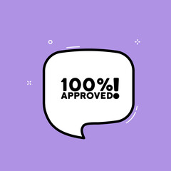 Speech bubble with 100 percent approved text. Boom retro comic style. Pop art style. Vector line icon for Business and Advertising