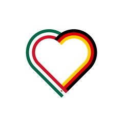 unity concept. heart ribbon icon of mexico and germany flags. vector illustration isolated on white background