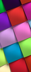 Vertical composition of colored volumetric panels. Background for smartphone.