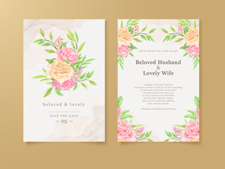 Fototapeta na wymiar Beautifull Wedding Card Watercolor Floral Template