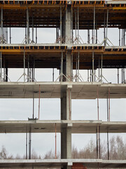 Construction of a frame high-rise building. Formwork for reinforced concrete.