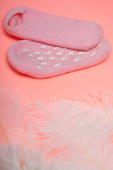 female booty gel socks and gloves isolated on a white background. body care, cosmetology.