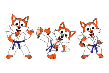 cute fox animal cartoon karate