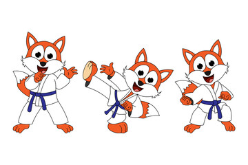 cute fox animal cartoon karate © Curut Design Store