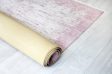 Home floor carpet on white laminate.