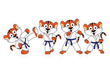 cute tiger animal cartoon karate