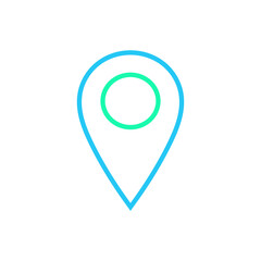 Isolated location icon. UI and UX element. It use analogous color scheme, created as simple as possible to achieve minimal size but the quality of vector graphic is still maintained.