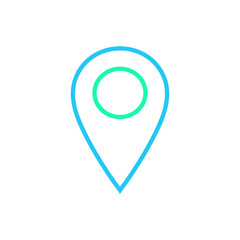 Isolated location icon. UI and UX element. It use analogous color scheme, created as simple as possible to achieve minimal size but the quality of vector graphic is still maintained.