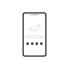 Isolated cell phone icon. UI and UX element of app and web. It use analogous color scheme, created as simple as possible to achieve minimal size but the quality of vector graphic is still maintained.