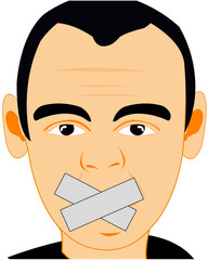 Head of the person with stuck mouth