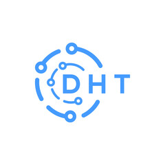 DHT technology letter logo design on white  background. DHT creative initials technology letter logo concept. DHT technology letter design.