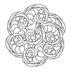 Coloring book for adult . Mandala flower , hand drawn pattern. Vector abstract black and white mandala motif, decorative element for design.