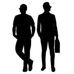 men silhouette, on white background, isolated, vector