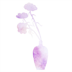 flower in a vase watercolor silhouette, on a white background, isolated, vector