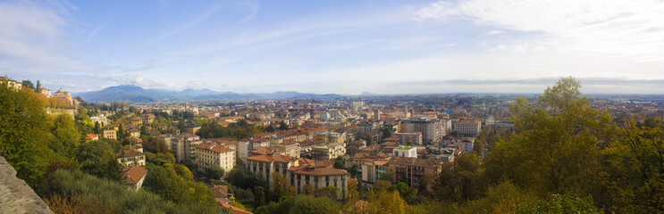 Fototapeta na wymiar Panoramic view of Bergamo from the castle walls