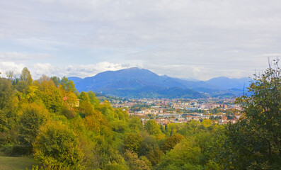 Fototapeta na wymiar Panoramic view of Bergamo from the castle walls