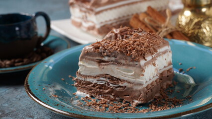 Chocolate and Vanilla Flavored vegetable fat ice cream with cemacao