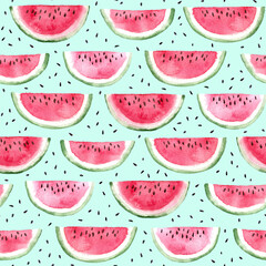 watermelon slice. watercolor seamless pattern - 503091356