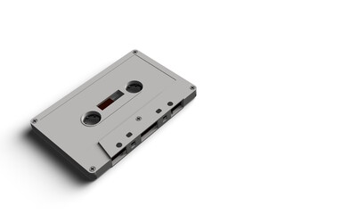 Empty white audio cassette, Cassette, Audio Cassette, casette Tape, isolated, aged.	
