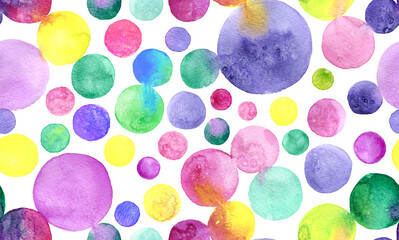 Fototapeta na wymiar watercolor messy multicolored circle. abstract texture. seamless pattern.