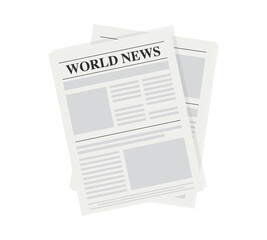 Vector mock up of a daily newspaper. Newspaper template. Newspaper with location for copy space. Newspaper template with world news economy business headlines. Daily news isolated on white background
