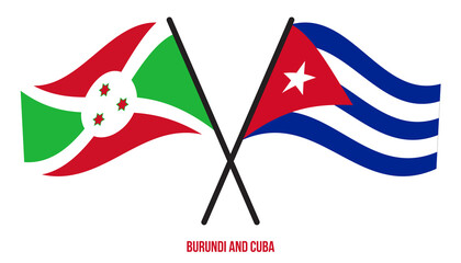 Burundi and Cuba Flags Crossed And Waving Flat Style. Official Proportion. Correct Colors.